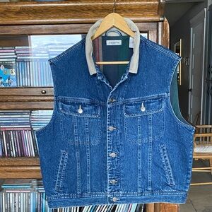 Vintage CLAIBORNE Heavy Boxy Jean Vest Size Large